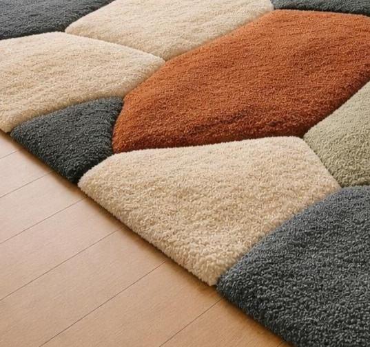 Living Room Rug In Pebble Wool Rug Style, High Pile Handmade Wool Rug, Nature Inspired Rug