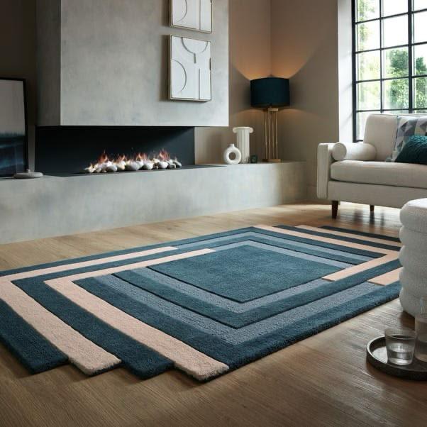the striking Flair Labyrinth Shaped Wool Rug by casaloom